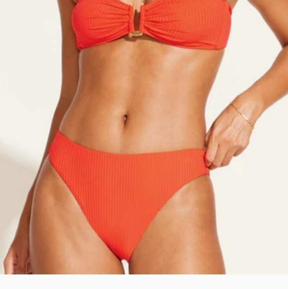 Vitamin A Eco Ribbed Bikini Bottoms Red - Picture 8 of 8